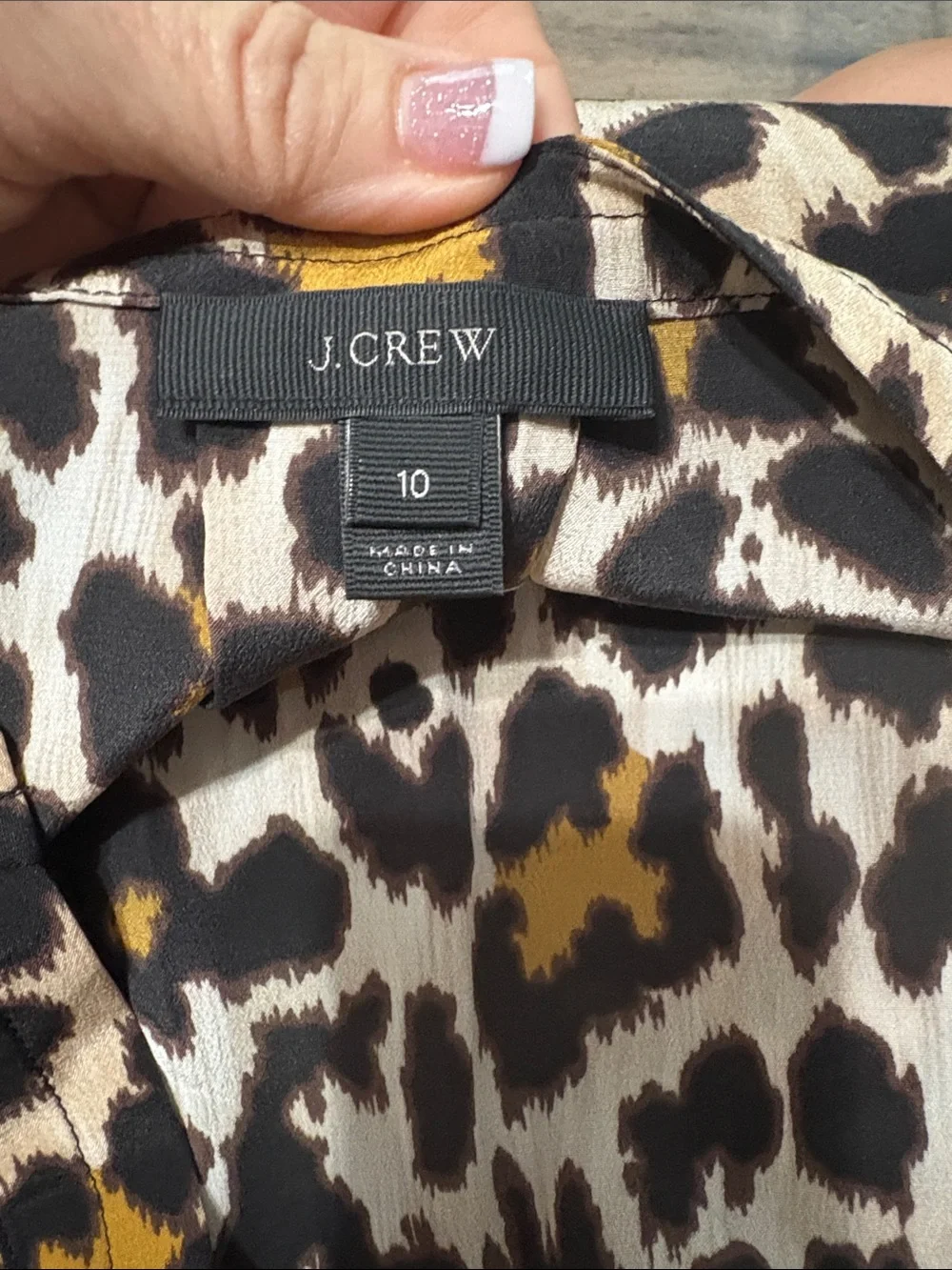 J. Crew Sleeveless Leopard Print blouse in Black, Tan and Cream